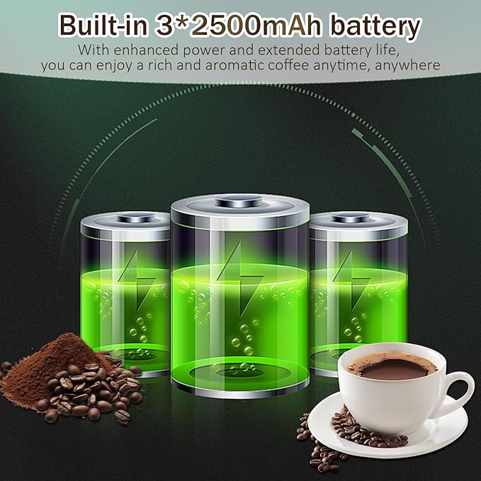 3-in-1 Portable Coffee Maker, Self-Heating Espresso Machine, USB Rechargeable Travel Coffee Maker, Compact for Office, Travel, Camping - Black