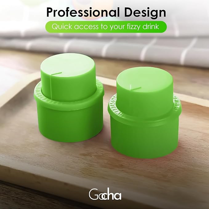 GOCHA | 2 PCS Vacuum Soda Bottle Stopper | Silicone Fizz Keeper | Carbonation Preserver for Soft Drinks & Beverages | Universal Leak-Proof Bottle Cap | (Green)
