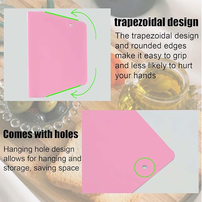 Dough Scraper Plastic Bench Scraper, Dough Scraper Tool Dough Cutter, Flexible Bench Scraper for Making Bread Pizza