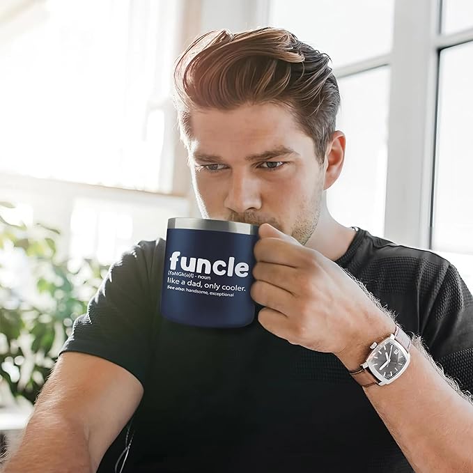 Gossby 14oz FUNCLE Tumbler Mug - Funny Uncle Gift from Niece, Nephew, Kids - Father's Day, Christmas, Birthday Gift for Uncle - Travel Insulated Coffee Cup with Lid, Straw
