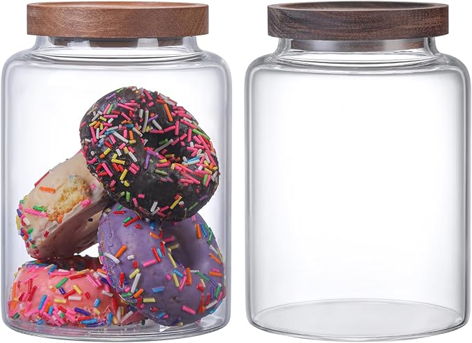 Vacuum Coffee Canister Glass Food Storage Jars With Airtight Lids Borosilicate Glass Coffee Canister Container for Coffee Beans & Grounds Tea Sugar Spices Kitchen (40oz(1200ml)-2 pack