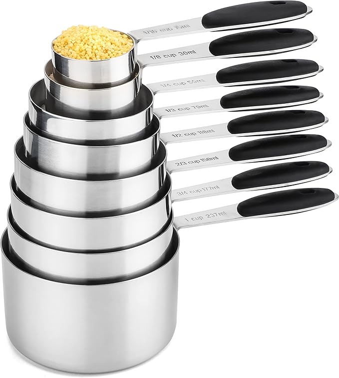 Measuring Cups Set of 8 Stainless Steel Measuring Cups for Dry and Liquid Ingredients