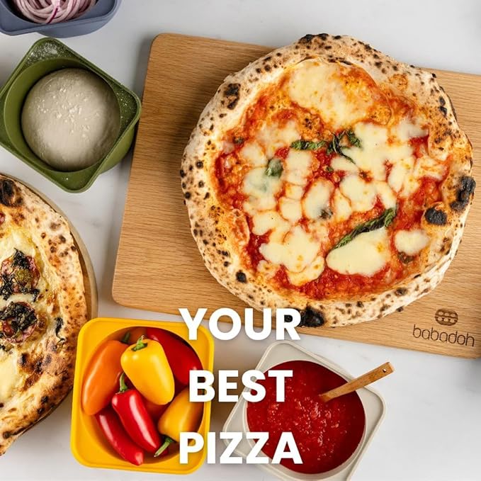 Babadoh Pizza Making Accessories | Pizza Dough Proofing Containers with Lids | Set of 3 | Multi Yellow (1 Dough, 1 Olive, 1 Yellow) | Original Size (make 12" Pizzas)
