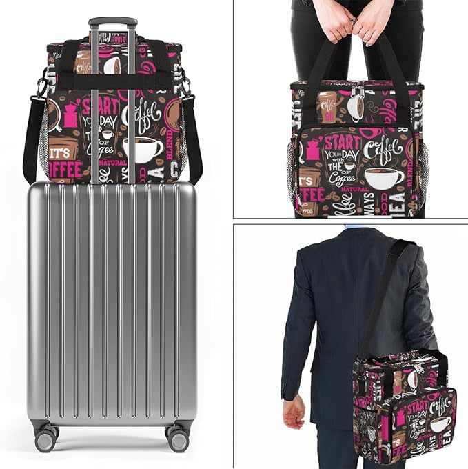 cfpolar Coffee Maker Storage Bag, Waterproof Travel Carrying Storage Tote Bag Organizer Case, Compatible with K-Mini or K-Mini Plus, And Suitable for Other Accessories, With Pockets for K-Cup Pods