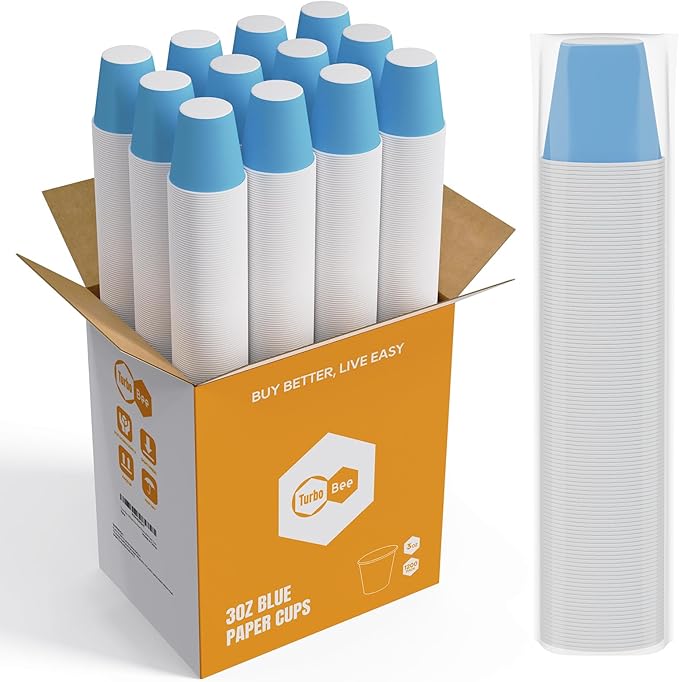 3oz Disposable Paper Cups 1200Pack, Small Bathroom Cups Bulk, Small Blue Paper Mouthwash Tumblers Perfect for Bathroom, Party, Picnic, Travel and Events