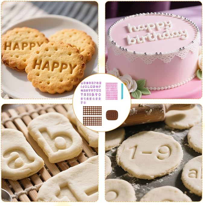 212 Pcs Letter Stamps for Clay, Pottery Name Alphabet Cookie Stamps Molds for Cake Baking Chocolate, Embosser Fondant Clay Letter Stamp Cutters Stencils, Mooncake Air Dry Polymer Clay Cutters Molds
