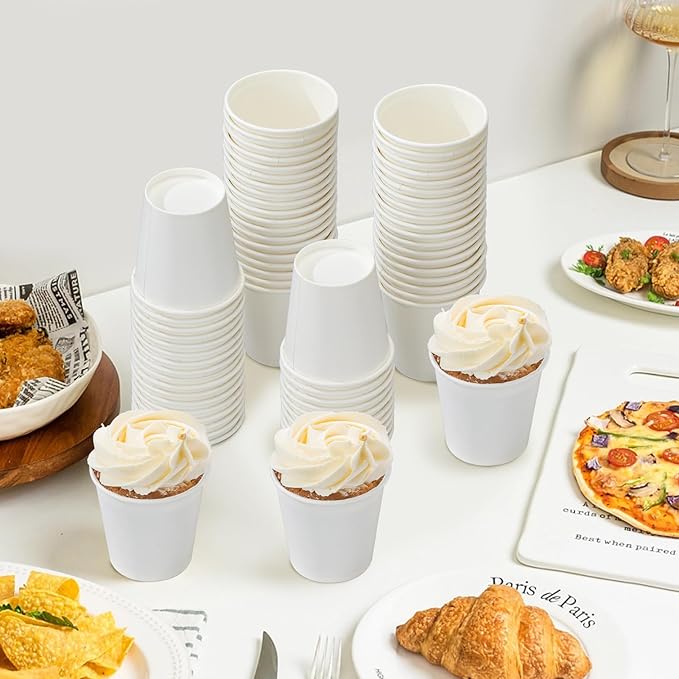 600 Pack 3 oz Paper Cups, Disposable Bathroom Cups, Small Mouthwash Cups, White Paper Cups, Hot/Cold Beverage Drinking Cup for Bathroom, Home, Party, Office, Picnic, Travel and Events