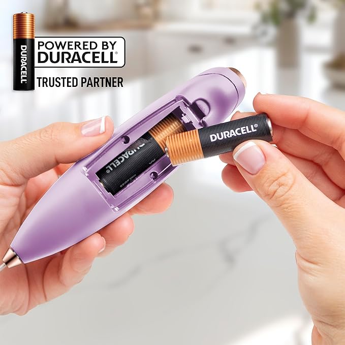Zulay Kitchen Powerful Milk Frother Wand With 4 AA Duracell Batteries - Ultra Fast Handheld Drink Mixer - Electric Whisk Foam Maker for Coffee, Lattes, Cappuccino, Matcha & Creamer