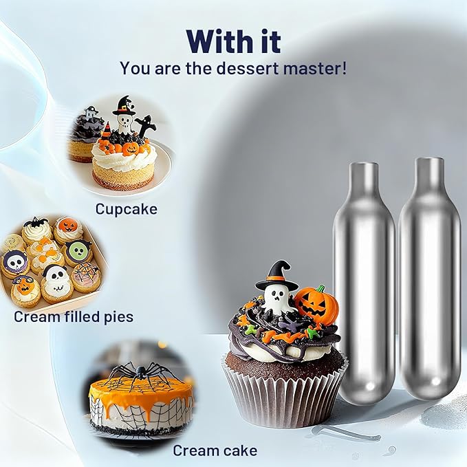 Whipped Cream Charger, Whip Cream Charger 8g Premium Stainless Steel Cartridges for Whipped Cream Dispenser-Pure and Flavor Neutral with Long Shelf Life
