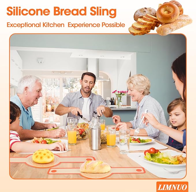 Silicone Bread Sling Dutch Oven,2 PCS Silicone Baking Mat Set,Non-Stick & Easy Clean Reusable Bread Mat With Extra Long Handles, Bread Baking Mat for Sourdough Transfer