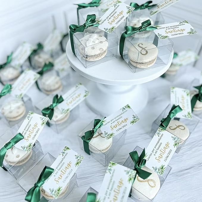 100 Pack Clear Chocolate Covered Ore Boxes Macaron Boxes Cookies Boxes Clear Favor Boxes Treat Boxes Pastry Boxes for Christmas Party Birthday Wedding(2.17"×2.17"×1.39")