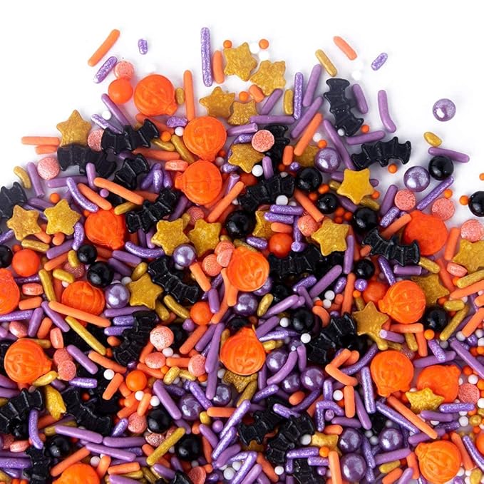 Sweets Indeed Toil & Trouble Halloween Sprinklefetti Mix – 4 oz Jar | Sprinkles with Pumpkins, Bats, Jimmies, Nonpareils, Sugar Pearls & Quins | Spooky Cookie & Cupcake Decorations
