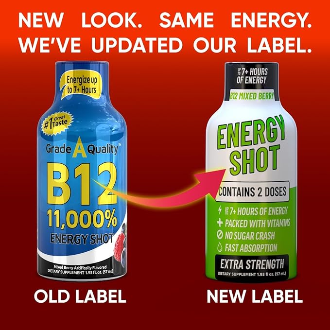 B12 Mixed Berry Extra Strength Energy Shot 24 pk – 260mg Natural Caffeine B12 B6 – Energy & Vitality Support – 2 Servings Sugar Free Zero Calorie Green Tea B-Vitamins Electrolytes Vegan – 1.93 fl oz