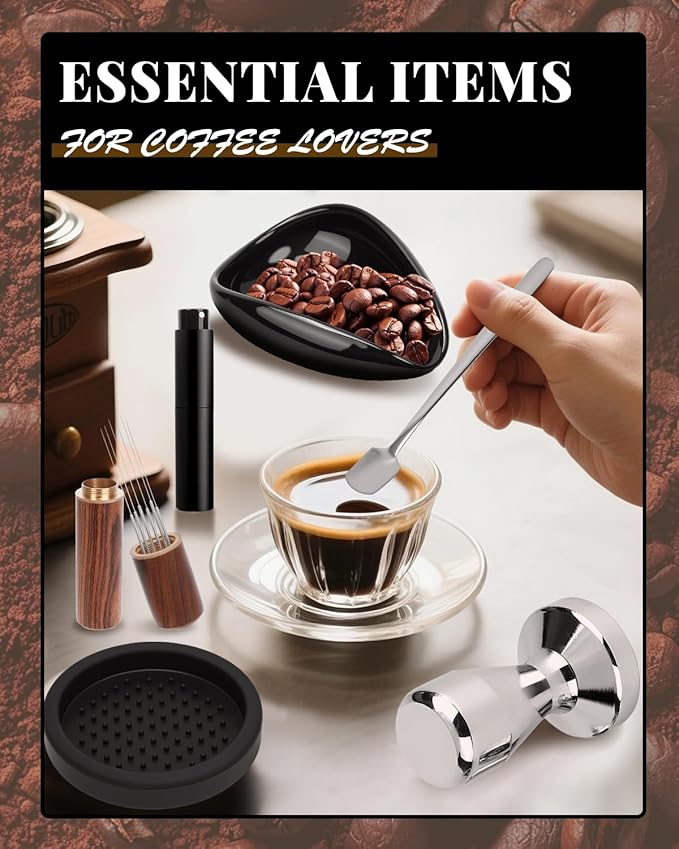 6pcs Espresso Accessories Kit, Barista Kit Espresso Tools Stainless Steel Machine Accessories Coffee Tamper Set for Kitchen, Home Coffee