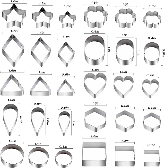 Stainless Steel Cookie Cutter Set - 30Pcs Multi Shapes Kit with Small Circle, Triangle, Mini & Small Star Cutters for Baking, Holiday Cookies, Kids Kitchen Tools (Boys & Girls)