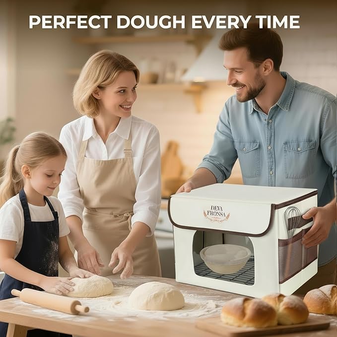 Foldable Bread Proofing Box - 36L Large Dough Proofer with 3-Sided Heating, 24H Timer+Temp Control(50-113℉) with Front Window & Metal Rack for Sourdough, Yogurt & Bread Baking