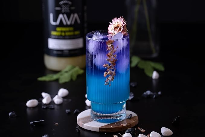 LAVA Premium Authentic Sweet & Sour Mix, Made with Real Lemon Juice, Lime Juice, Raw Blue Agave, No Artificial Sweeteners. Whiskey Sour, Long Island Iced Tea, Lemon Drop. 33.8oz Glass Bottle