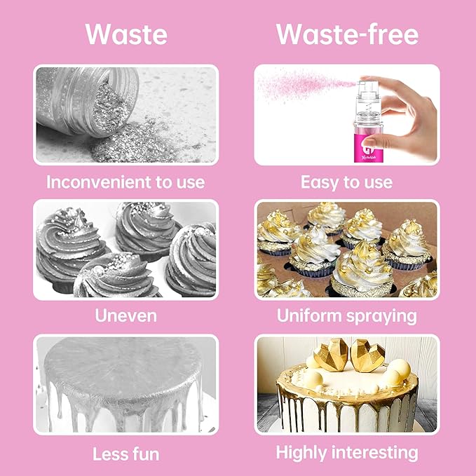 White Edible Glitter Spray - Herbeklab 10g Edible Diamond White Glitter for Cakes Food Grade Shimmer Powder for Cookie Decorating Chocolate Strawberry