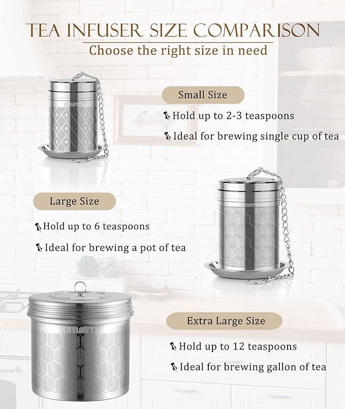 Large Tea Infuser for Loose Tea(2 Pack), 304 Stainless Steel Tea Ball Strainer, Extra Fine Mesh Tea Steeper for Brewing All Kind of Tea, Fits for Most Teapot, Cups or Mugs