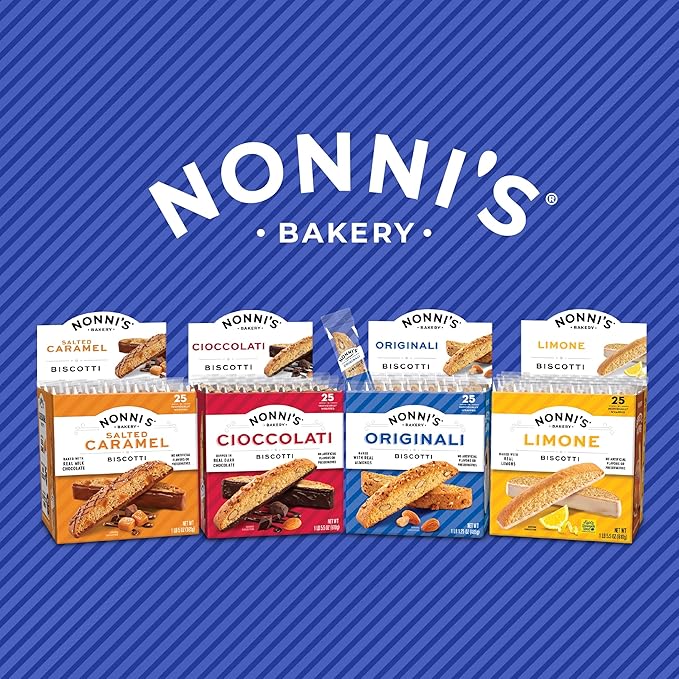 Nonni's Limone Lemon-Iced Biscotti Cookies – Individually Wrapped Italian Tea-Time Snack, Crunchy Twice-Baked, 110 Cal Each, 21.5 oz Carton, 4 Pack