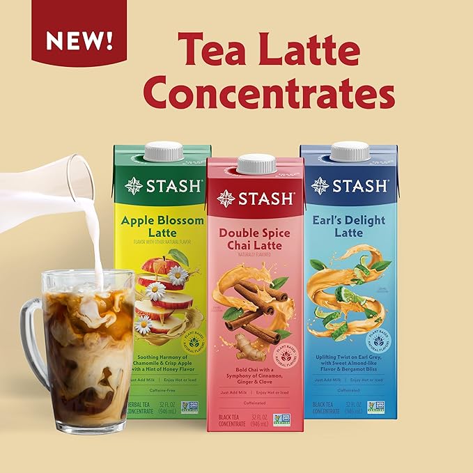 STASH Double Spice Chai Latte - Dairy Free Plant Based Tea Concentrate - Caffeinated - 32 fl oz, 5 Servings (Pack of 2)