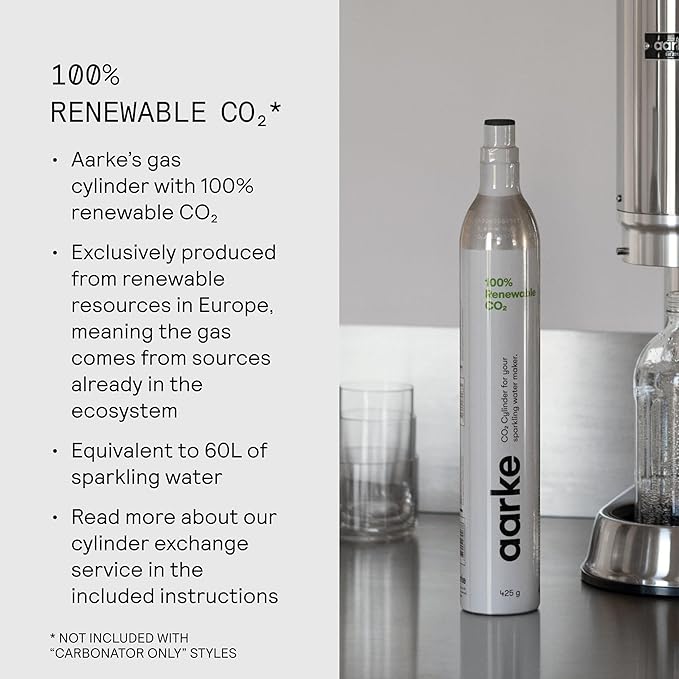 Aarke Carbonator Pro, Sparkling & Carbonation Water Machine, Stainless Steel with Glass Reusable Bottle Volume 800 mL/27 fl oz (Matte Black)
