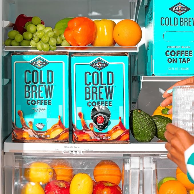 AriZona Cold Brew Coffee, Iced Coffee on Tap and Ready to Drink, Colombian Arabica Brew, 1 Gallon per Container - 128 Fl Oz Box