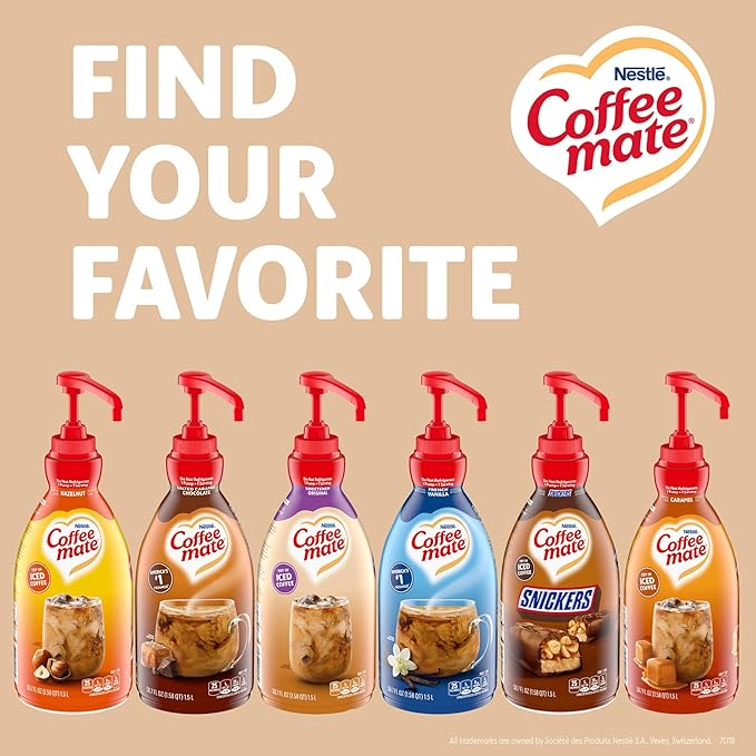 Nestle Coffee mate Coffee Creamer, Sweetened Original, Concentrated Liquid Pump Bottle, Non Dairy, No Refrigeration, 50.7 oz (Pack of 2)