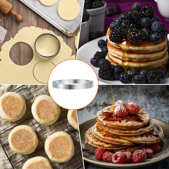 HARFINGTON Round Cake Ring 6.69 x 1 Inch Seamless Stainless Steel Pastry Mousse Dessert Ring Mirror Coating for Baking Cooking English Muffins Crumpet Making Tool