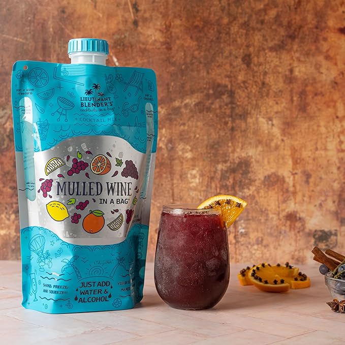 Lt. Blender's Mulled Wine in a Bag - Drink Mix for Festive Holidays, Mulled Wine Spiced Cocktail Mix, Easy to Make, 16 Servings in a Resealable Bag (Pack of 3)