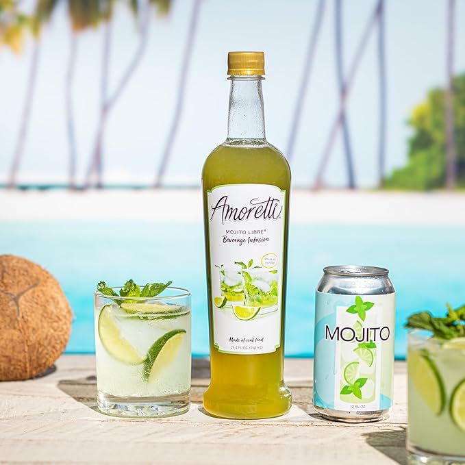 Amoretti - Mojito Libre Beverage Infusion - Drink Mix & Water Enhancer with Pump for Flavoring Cocktails, Waters, Teas, and other Beverages, Preservative Free
