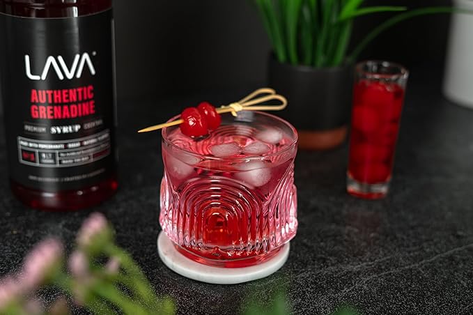 LAVA Premium Grenadine Syrup, Made with Pomegranate Juice, 100% Sugar, 33.8oz (1-Liter), No Artificial Sweeteners, Flavors, or Colors. (1-Pack)