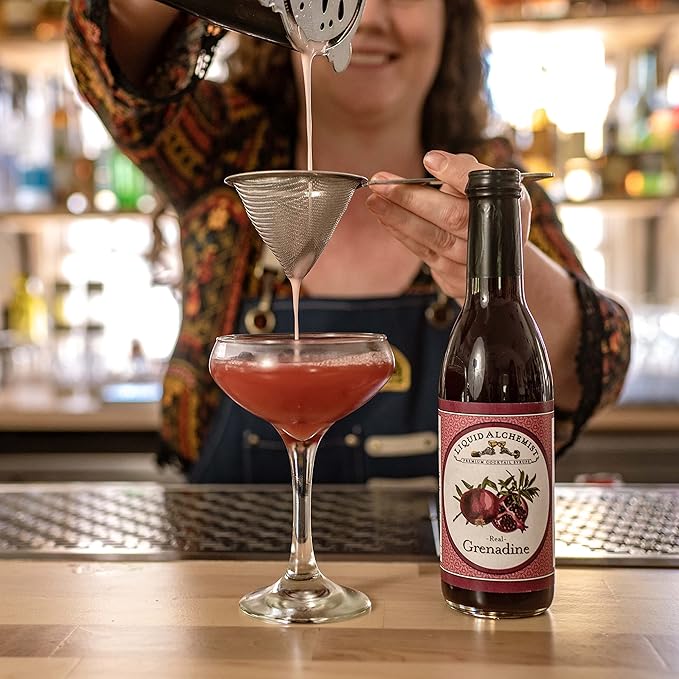 Liquid Alchemist Grenadine Syrup for Cocktails - Real Ingredients Make our Pomegranate Syrup the Perfect Shirley Temple Mix - Our Small Batch Grenadine is Non-GMO, Gluten Free & Vegan (12 oz)