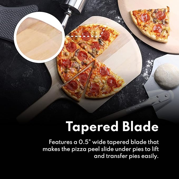 New Star Foodservice 50257 Restaurant-Grade Wooden Pizza Peel, 16" L x 12" W Plate, with 26" L Wooden Handle, 42" Overall Length