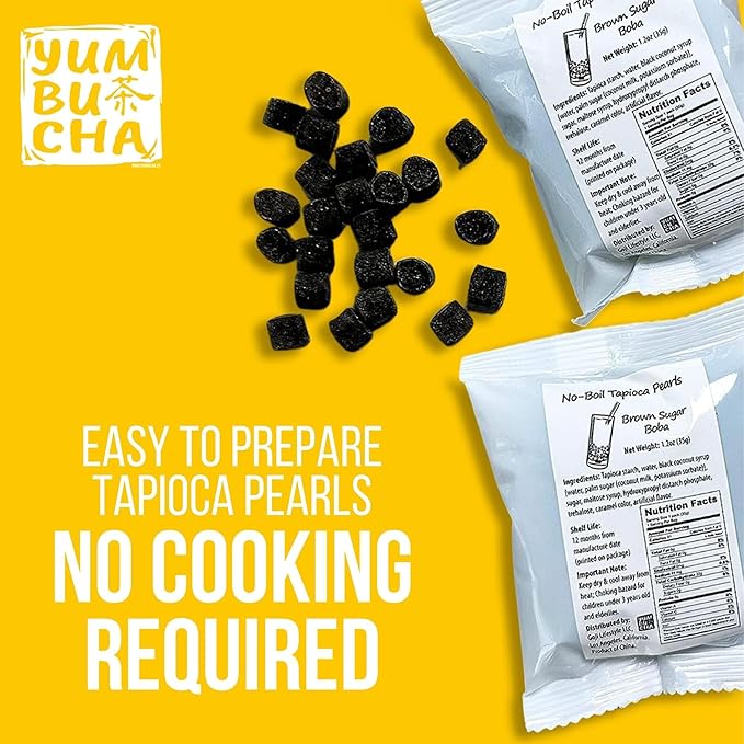 YUMBUCHA Instant Boba Making Kit - A Complete Set for Boba Tea Lovers - 30 Drinks, Reusable Cup & Straw, Tapioca Pearls, and Loose Leaf Teabags - White Peach Oolong, Jasmine Green, Classic Black