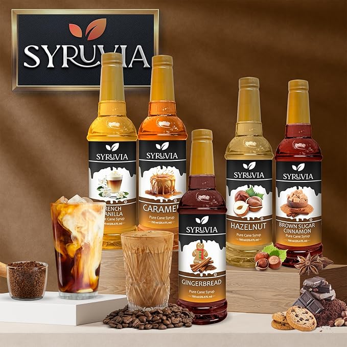 Syruvia Irish Cream Syrup for Coffee - 25.4 fl oz. Kosher and Gluten-Free. Perfect for Enhancing Drinks, Sodas, Shakes, Desserts, and More.