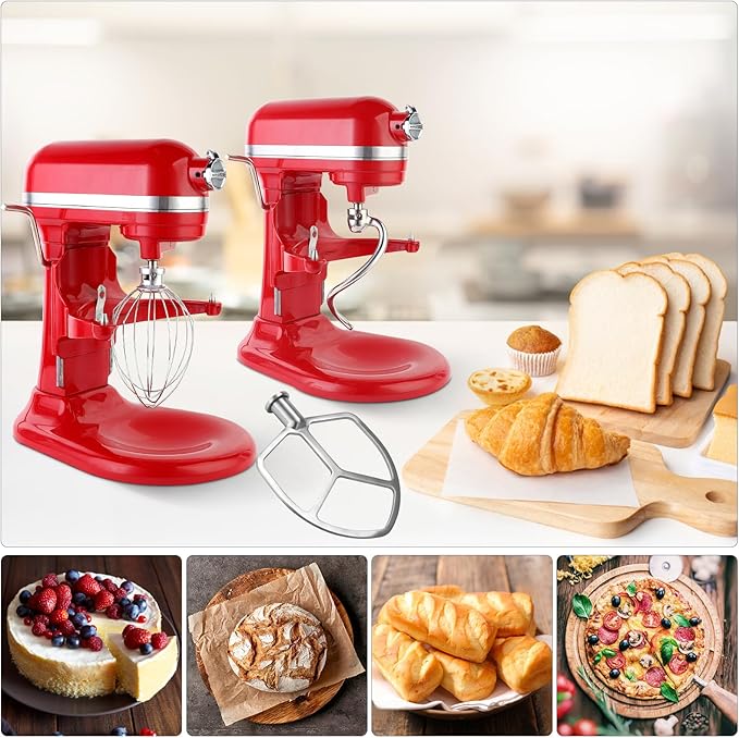 Stainless Steel 3 Piece kit Attachments,Dough Hook 6 Wire Whisk Flat BeaterCompatible with KitchenAid 5-6QT Mixer,Bowl Lift Stand Mixer Accessory,Rust Resistant,Dishwasher Safe