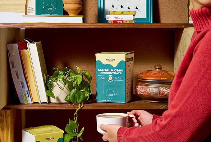 Kolkata Chai - Sugar Free Masala Chai Concentrate for Chai Tea Latte, 64oz Microbrewed Premium Organic Black Tea and Spices, Unsweetened/Zero sugar, Vegan, All Natural, Makes 16 servings
