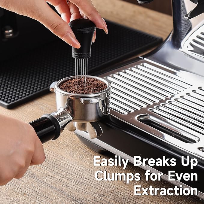 KitchenTour Espresso Accessories Kit 51mm, WDT Tool, Dosing Funnel and Puck Screen Set, 304 Stainless Steel Needle Coffee Distribution Stirrer, Portafilter Dosing Ring for Barista 51 mm