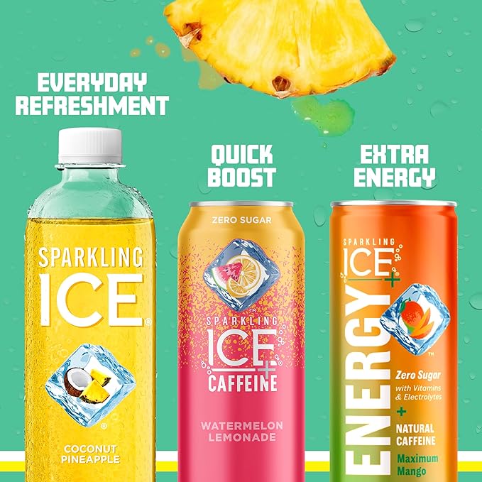 Sparkling Ice, Coconut Pineapple Sparkling Water, Zero Sugar Flavored Water, with Vitamins and Antioxidants, Low Calorie Beverage, 17 fl oz Bottles (Pack of 12)