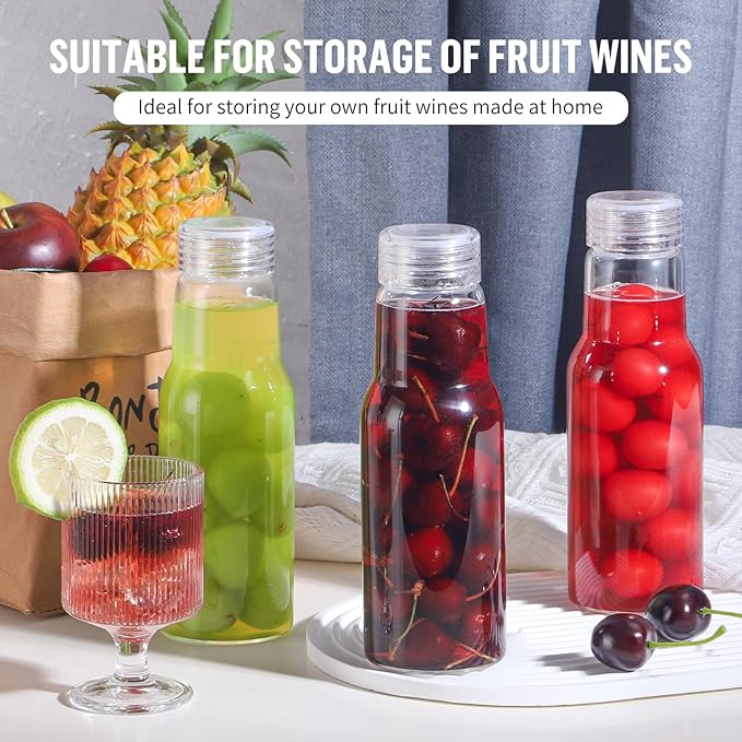 17 Oz Glass Juice Bottles with Lids, Glass Bottles, BPA Free, Borosilicate Glass for Juicing, Smoothies, Infused Water, Beverage Storage, Shaker Bottles (4 Pack)