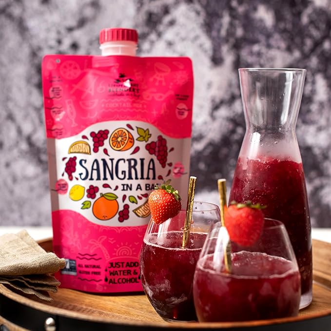Lt. Blender's Sangria in a Bag – Wine Slushie Mixes - Each Bag Makes 1/2 Gallon of Frozen Red Sangria Mix – Non-GMO Wine Freezer Mix - Make with Wine, Liquor or as a Mocktail - (Pack of 3)