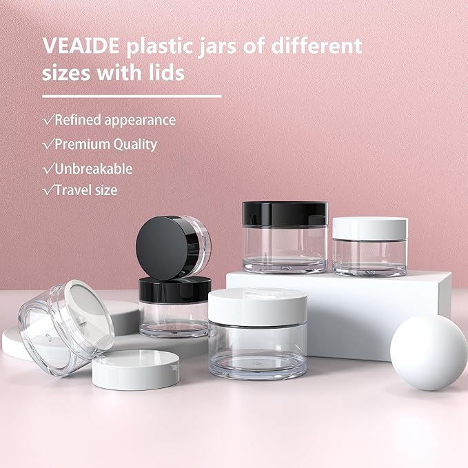 Travel Size Containers for Toiletries, 3 Size 0.17/0.5/1 OZ Small Cosmetic Jars for Makeup Face Creams Moisturizer Lotion, with 2 Pieces Mini Spatulas for Gift (6 Pieces)