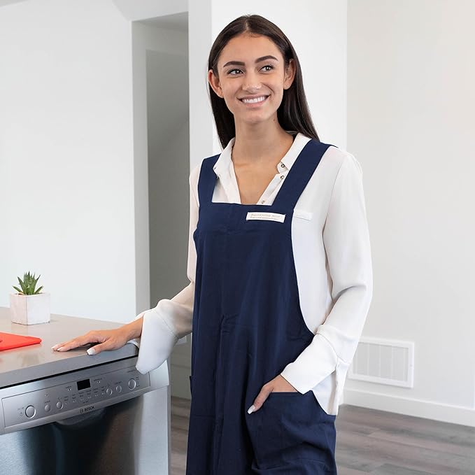 HANEE Cotton Aprons for Women and Men | Cross-Back Apron with Pockets