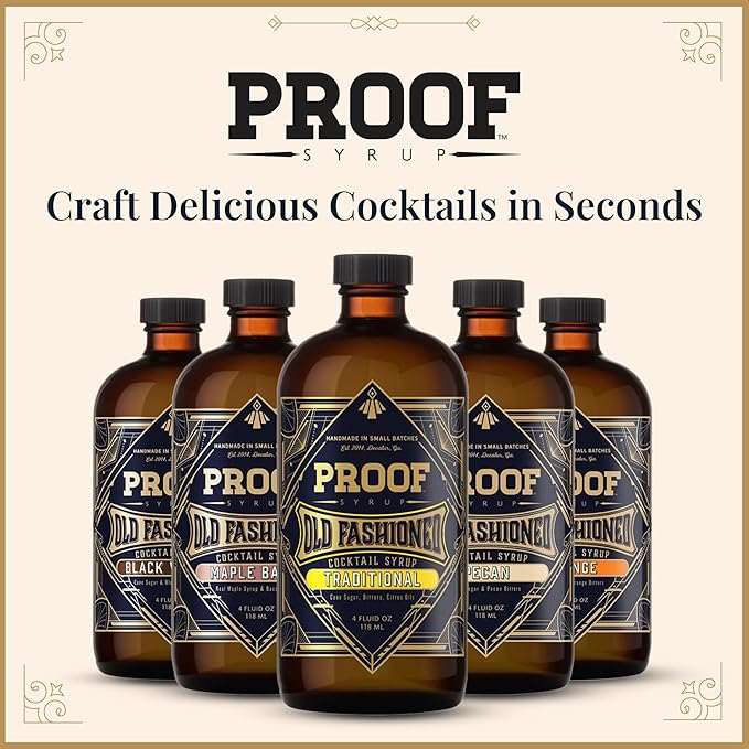 Proof Syrup - Old Fashioned Cocktail Mix - Made with Real Bitters & Cane Sugar - Maple Bacon - Fast, Easy, Delicious, Handcrafted Cocktail Syrup - 4oz