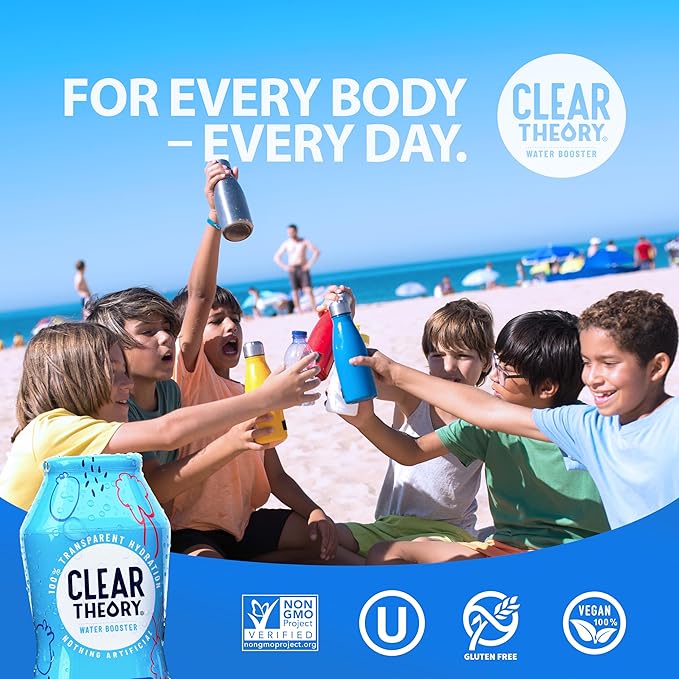 Clear Theory Water Flavoring Drops, Electrolytes Drink Mix, Water Enhancer Liquid, Flavored Hydration for Kids, Vegan, Gluten Free, Low Calories, Stevia, Variety Pack, 3 Pack, 1.62 Fl Oz Bottles
