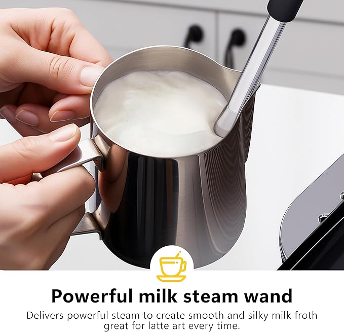 COWSAR 58mm Espresso Machine 20 Bar, Stainless Steel Coffee Maker with Milk Frother, 50 oz Removable Water Tank, LED Display, for Home Espresso, Latte & Cappuccino, Silver