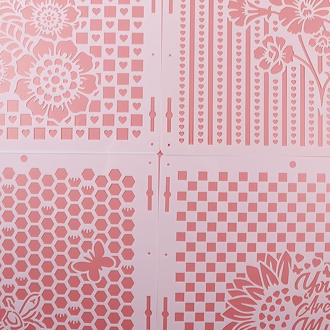 4-Pack Reusable Stencil Set for Crafting, Painting, and DIY Projects – Durable, Versatile, and Easy-to-Use Stencils for Walls, Fabric, Wood, and More