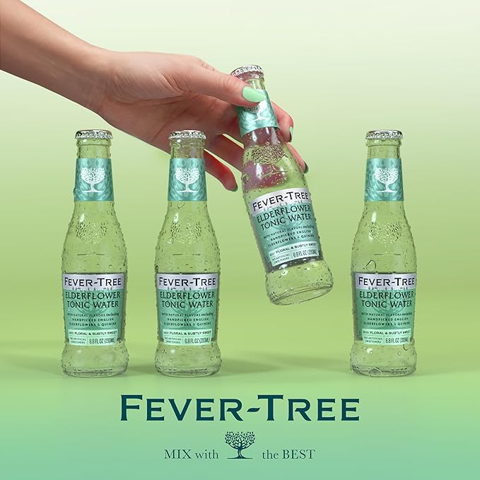 Fever-Tree Tonic Water Glass Bottles, Elderflower, 163.2 Fl Oz