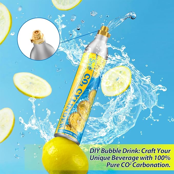 60L Co2 Cartridges Cylinder Compatible with All 'Screw-In' Soda Streaming Maker Co2 tanks 14.5oz Threaded CO2 Cartridge canister Sparkling Water Carbonates Set of 2